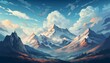 © NeeArtwork - Rocky mountain peak flat design, top view, rugged landscape, 3D render, Complementary Color Scheme