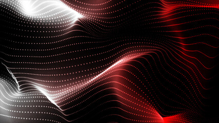 Poster - Abstract motion digital white and red dots wave  futuristic technology background. Abstract dots background