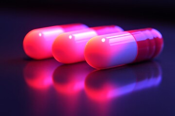 Sticker - Vibrant Capsule Pills with Neon Underlighting Modern Pharmaceutical Art