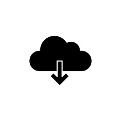 Poster - Cloud download vector icon, vector flat black trendy style illustration on white background..eps