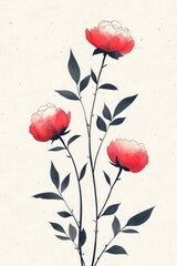 Poster - Elegant Peony Flowers on a White Background