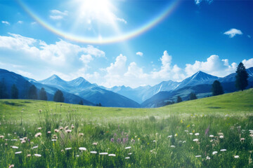 Canvas Print - Nature landscape with sunlight effect