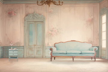 Wall Mural - Vintage sitting room oil painting