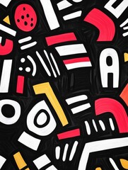 Poster - Vibrant and Playful Doodle Art Composition Featuring a Mix of Abstract Typography Shapes and Symbols in a Colorful Creative and Expressive Design