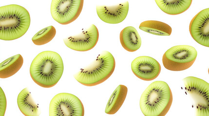 kiwi fruit pattern isolated on white background