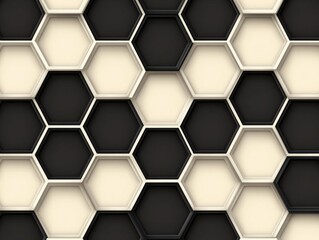 Poster - Seamless and repeating monochrome hexagonal pattern with a minimalist sleek and modern geometric design  The image features a clean organized