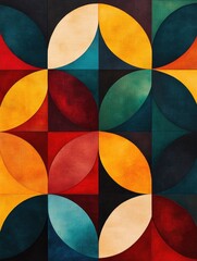 - Harmonious and balanced interlocking circle pattern forming a stylized floral design  Elegant geometric composition with a modern minimalist and abstract aesthetic