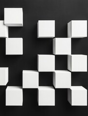 Poster - Mesmerizing 3D cube illusion created by overlapping geometric squares forming an intricate and eye catching abstract pattern  The design showcases a captivating spatial effect with a modern