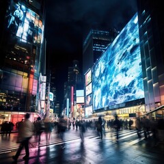 Canvas Print - Night advertisement architecture metropolis.