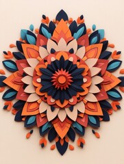 Poster - Mesmerizing digital artwork featuring an intricate geometric mandala with layered symmetrical shapes in a vibrant kaleidoscopic design  The complex detailed pattern creates a visually stunning