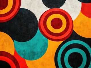 Poster - Overlapping concentric circles forming a geometric pattern in a fluid and harmonious digital art composition  Abstract backdrop with modern minimalist style vibrant colors and a futuristic feel