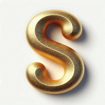 Gold alphabet S with a solid white background.