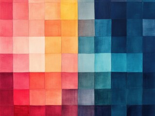 Poster - Minimalist and modern abstract design of a grid pattern with squares in varying shades creating a sense of depth and gradient effect  The composition showcases geometric shapes clean lines