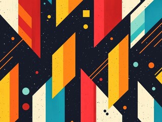 Poster - Stylized geometric pattern featuring abstract arrow shapes in an organized directional layout  The design elements create a bold modern and minimalist visual aesthetic