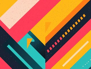Poster - Stylized geometric patterns featuring bold directional arrow shapes create a dynamic contemporary digital background or design element  The repeating