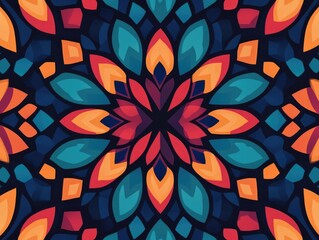 Poster - Mesmerizing kaleidoscope of vibrant intricate and symmetrical geometric patterns shapes and colors that create a captivating and visionary digital artwork