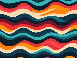 Poster - Harmonious and visually captivating geometric wave pattern featuring smooth flowing lines that create a rhythmic and soothing abstract design perfect for modern backgrounds digital art