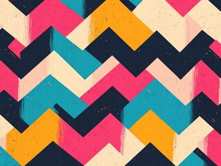 Poster - Vibrant and bold angular geometric pattern featuring interlocking zigzag and chevron lines creating a dynamic contemporary and captivating visual design