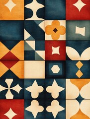 Aufkleber - Vibrant and Detailed Mosaic Inspired Geometric Tiles Pattern in Colorful Tones Perfect for Digital Decor Wallpapers Backgrounds and Graphic Design
