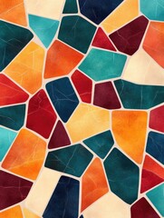 Poster - Vibrant and Intricate Mosaic Style Pattern Featuring Detailed Geometric Tiles in a Variety of Captivating Colors and Shapes  Digital with a Contemporary Abstract and Decorative Aesthetic