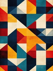 Poster - Captivating mosaic style pattern showcasing intricate geometric tiles in a vibrant colorful and detailed design  This abstract contemporary composition creates a visually striking harmonious