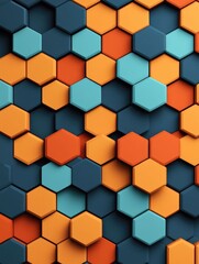 Poster - Captivating abstract background featuring a visually striking hexagon grid pattern with bold vibrant and dynamically contrasting colors  The geometric design creates a modern futuristic