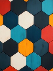 Aufkleber - Vibrant and dynamic hexagon grid geometric abstract mosaic digital background  Colorful contrasting shapes and patterns create a mesmerizing and futuristic design
