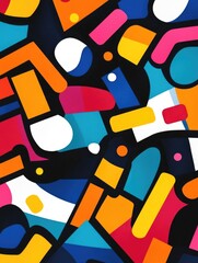 Canvas Print - Vibrant Abstract Doodle Filled with a Colorful Assortment of Random Objects Icons and Shapes Representing Spontaneous Creativity and Imagination