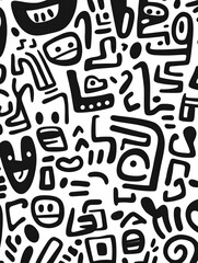 Poster - Vibrant abstract doodle artwork filled with a spontaneous display of random objects icons and geometric shapes showcasing a free flowing and imaginative creative expression