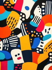 Poster - Vibrant abstract doodle art piece filled with a spontaneous arrangement of random icons shapes lines and graphic elements  Reflects a free flowing imaginative and experimental creative process