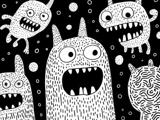 Poster - Quirky and Imaginative Monster Doodle with Bizarre and Fun Creatures   A Digital Showcasing Playful Fantastical and Surreal Doodle Art