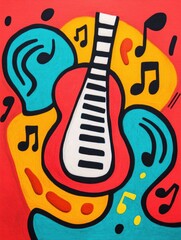 Poster - Vibrant and Playful Music Themed Doodle Art Featuring Expressive Instruments Rhythmic Musical Notes and Harmonious Patterns  A Whimsical and Imaginative Evoking the Joy and Creativity of Music