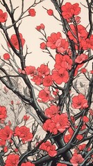 Canvas Print - Sakura blossom pattern nature.