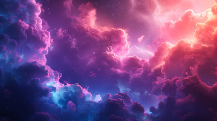 3d render, abstract fantasy background of colorful sky with neon clouds