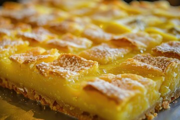 Lemon Dessert. Freshly Baked Lemon Square Bars, Citrous Cake for Appetising Dessert