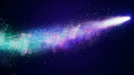 Poster - Abstract colorful particle waves background. Neon energy light flowing through dark space. Futuristic technology and innovation concept. 3D animation