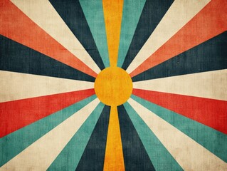 Poster - Radiant Geometric Starburst Abstract Design with Overlapping Circles and Radial Lines Evoking a Mid Century Modern Aesthetic