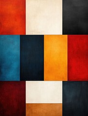 Poster - A digital featuring concentric square shapes and geometric patterns in neutral earth tones creating a structured abstract and minimalist design with a retro and modern aesthetic