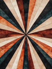 Poster - Stunning symmetrical pattern featuring radial lines and earthy natural color tones  The geometric design creates a harmonious retro inspired and visually captivating abstract artwork