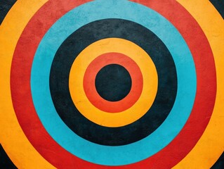 Poster - Mesmerizing concentric geometric patterns in bold vibrant colors create a dynamic energetic and retro inspired abstract design  The radiating lines and symmetrical shapes offer a captivating