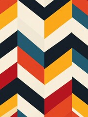 Poster - Captivating geometric checkerboard pattern with dynamic zigzag lines in a soft muted color palette creating a classic yet playful visual design