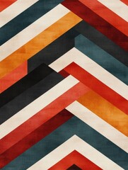 Poster - Mesmerizing geometric abstraction with warm retro inspired hexagonal pattern  Intricate digital artwork featuring repeating lines and shapes in a visually striking composition
