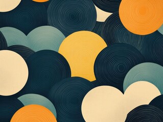 Aufkleber - Mesmerizing muted geometric patterns featuring expanding circular lines in a smooth nostalgic design  This visually striking abstract background is perfect for creating clean