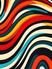 Poster - Captivating abstract geometric background with layered lines and shapes creating a mesmerizing 3D visual effect in a retro and dynamic style  Vibrant colors and modern minimalist design