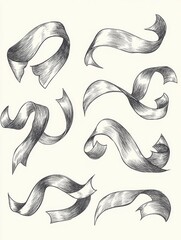 Poster - Beautifully hand drawn ribbons curling in various directions creating a captivating display of festive and playful energy  This design is perfect for a range of creative projects