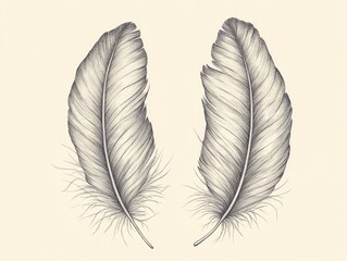 Poster - Beautifully hand drawn feathers with intricate line art perfect for modern graphic designs fashion and luxury branding  This elegant and minimalist showcases the of hand crafted elements