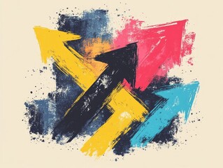 Aufkleber - Intersecting Hand Drawn Arrows   Dynamic Abstract Geometric Design with Bold Directional Elements and Overlapping Shapes