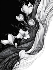 Poster - Elegant and Versatile Hand Drawn Banner with Curving Flourishes and Stylized Decorative Elements  Perfect for Graphic Design Web Design Home Decor Packaging and More