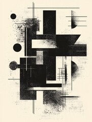 Poster - Striking Hand Drawn Geometric Shapes with Rough Edges Creating an Abstract and Modern Design Composition  Minimalist Elegant and Visually Appealing Digital