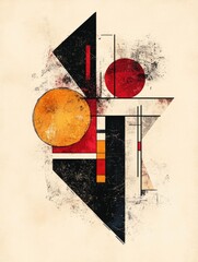 Aufkleber - Handcrafted Geometric Abstraction with Distinctive Textural Elements   Unique and Visually Striking Digital Featuring Rough Edged Shapes and Lines in a Modern Minimalist Style